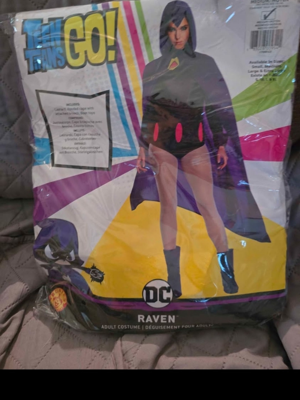 DC Raven Adults Superhero Costume - Purple and Black Hooded Cape